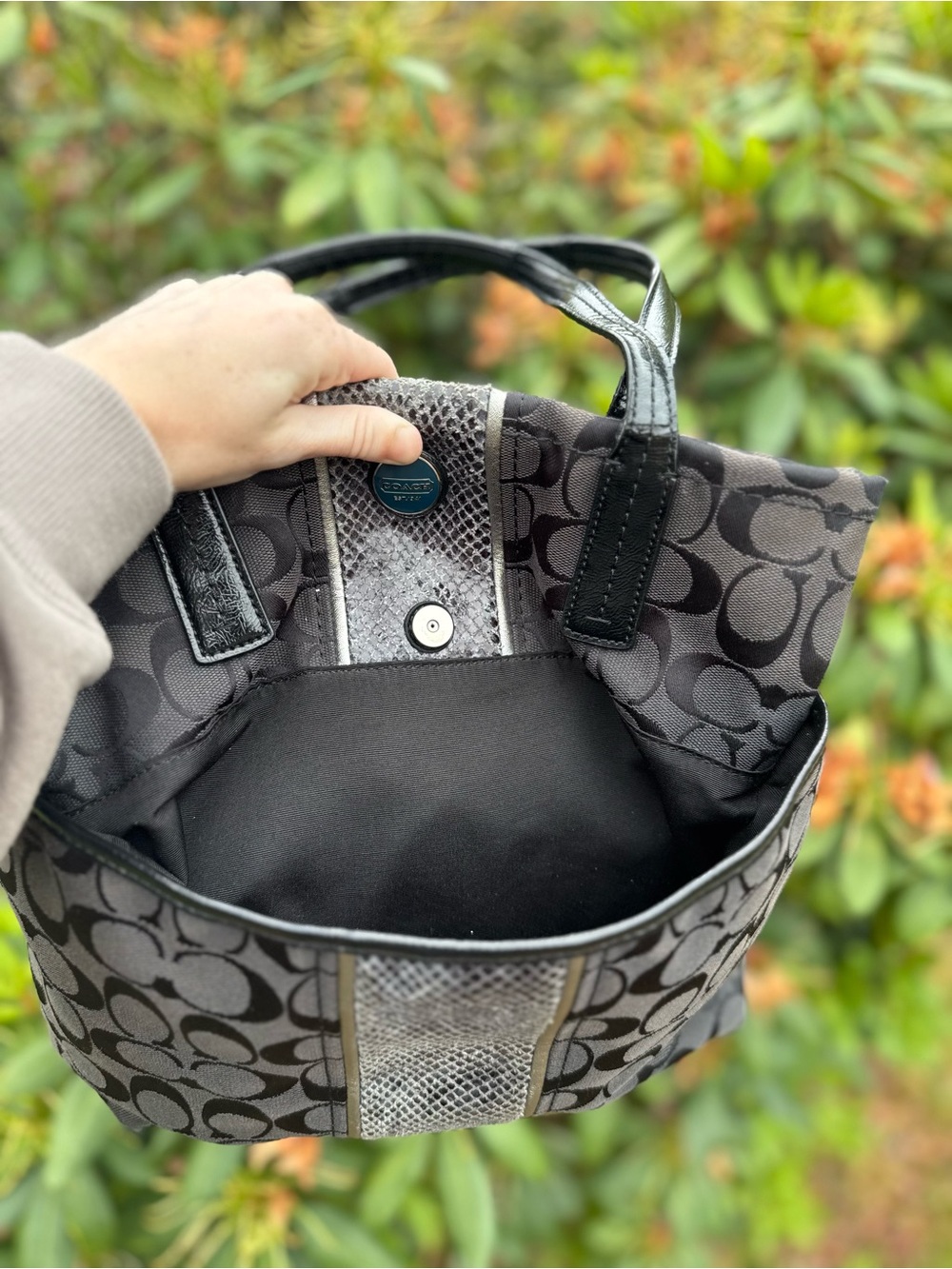 Coach Signature Python Stripe Tote Bag - Picture 7 of 7